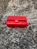 Luxury-inspired red  quilted shoulder bag