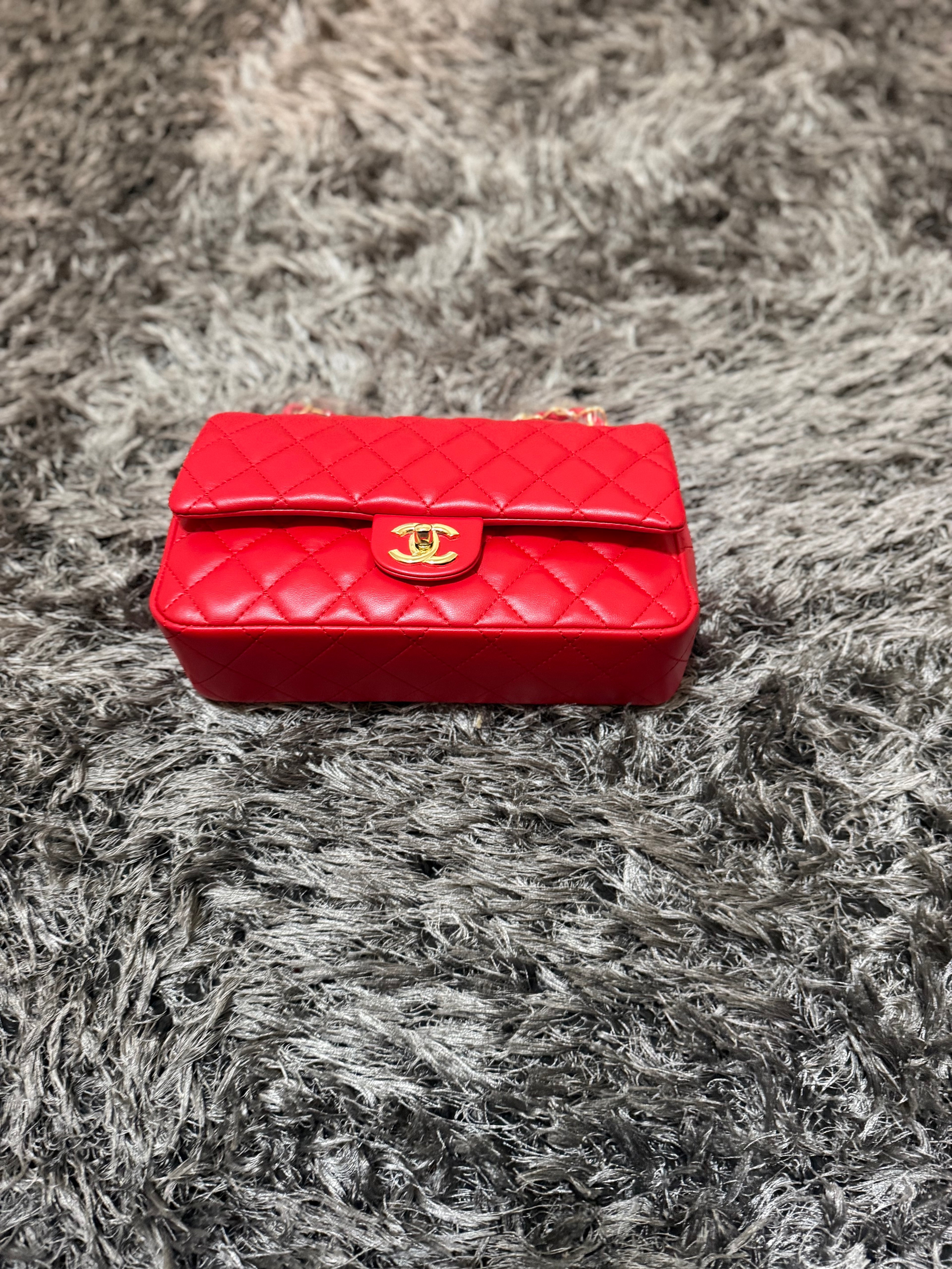 Luxury-inspired red  quilted shoulder bag
