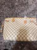 Luxury-inspired cream checkered tote bag