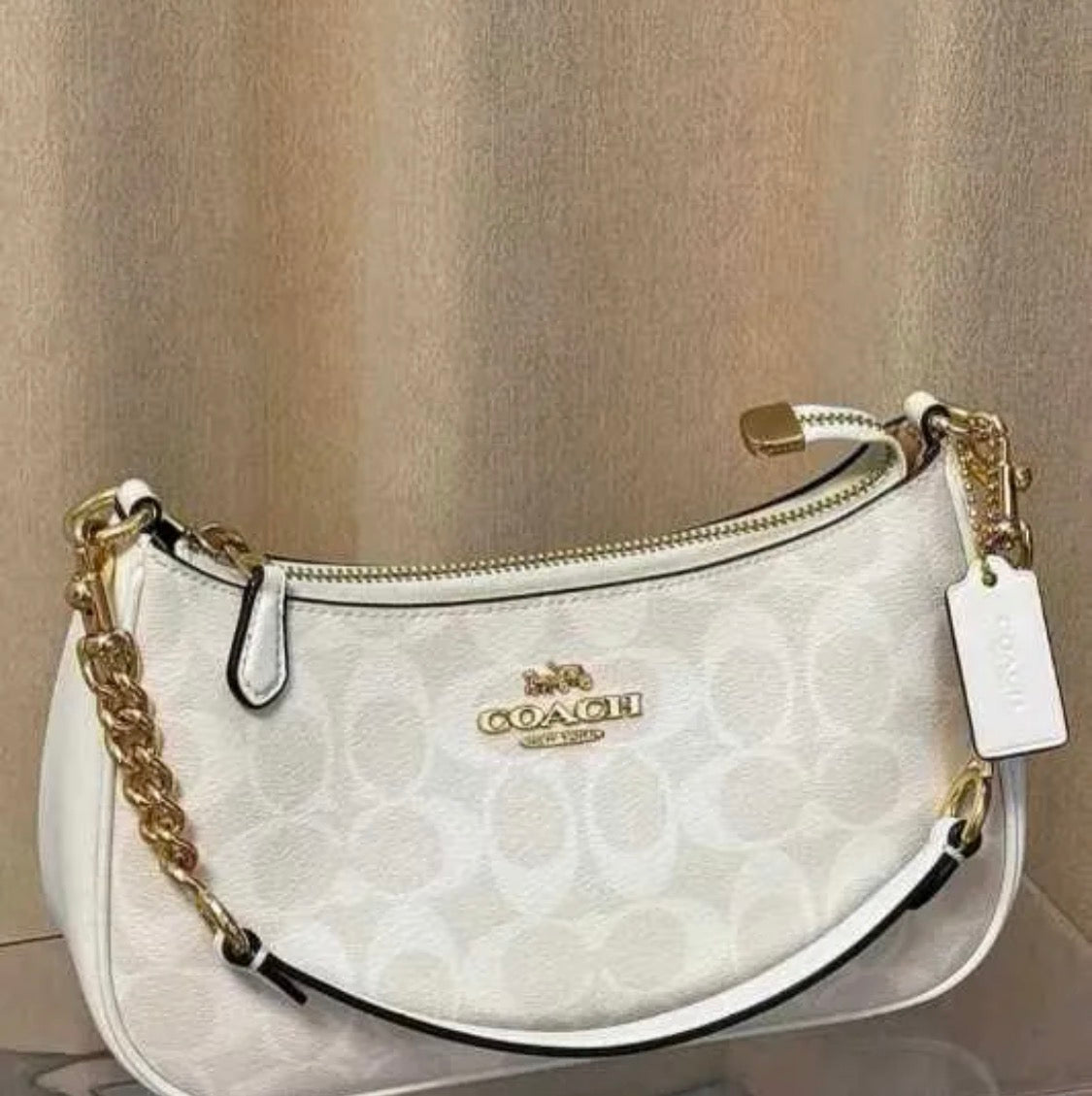 Cream Signature Shoulder Bag